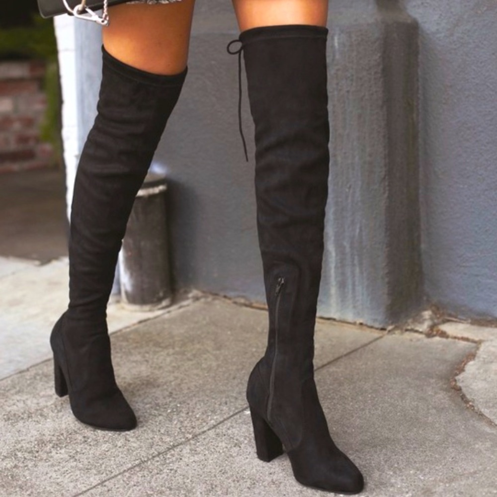 Black Suede Over the Knee Boots